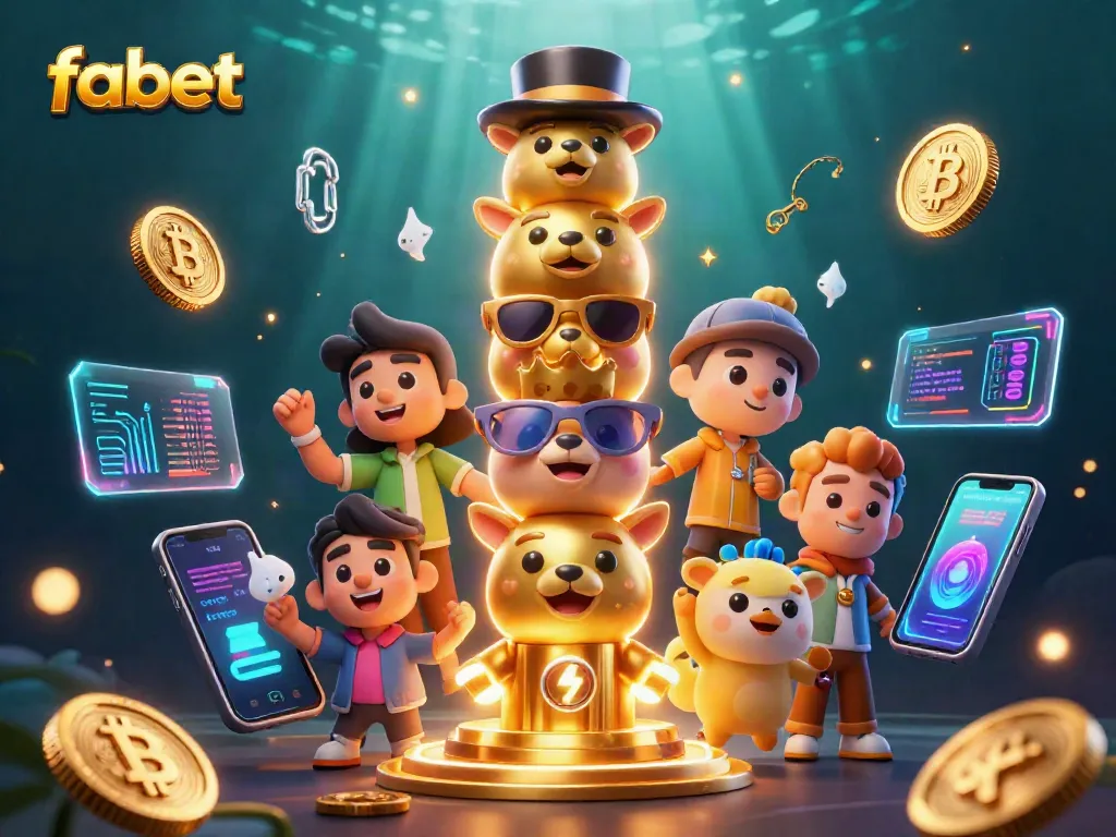 Engage with fabet’s dynamic gaming experience featuring animated totem pole and crypto elements.