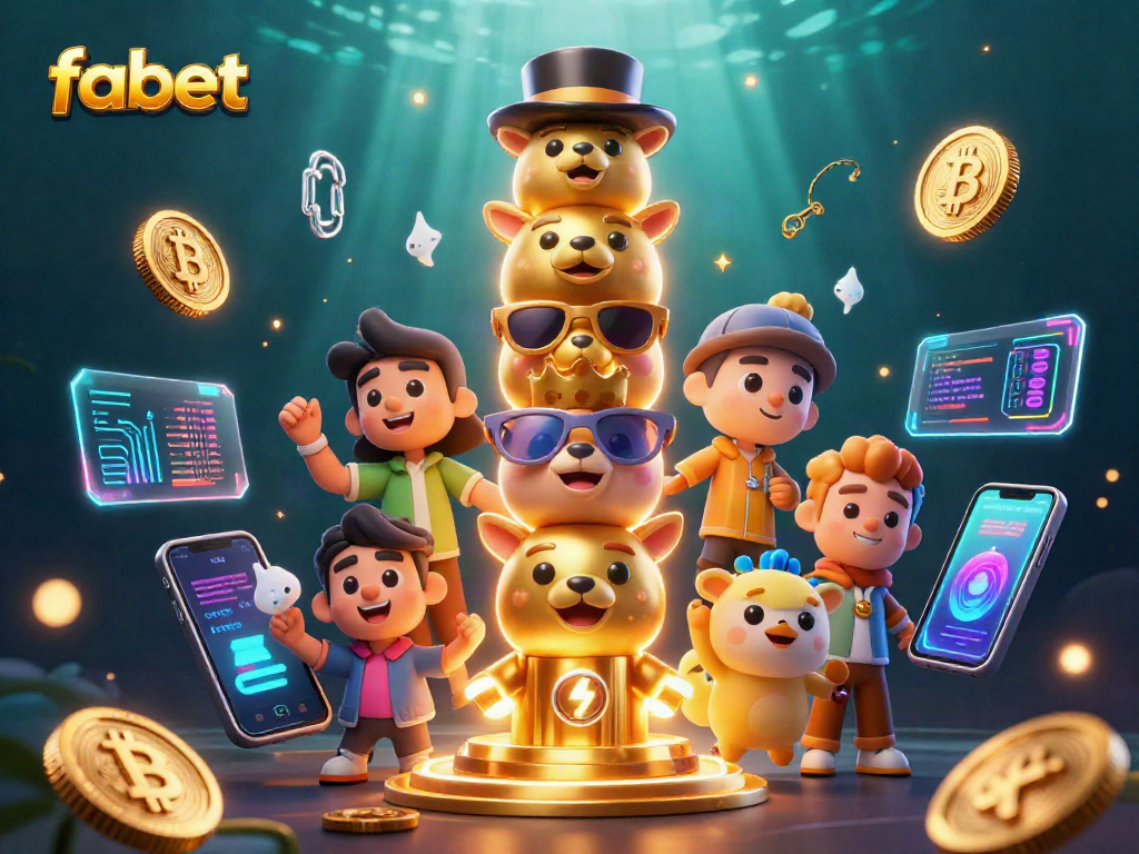 Engage with fabet’s dynamic gaming experience featuring animated totem pole and crypto elements.