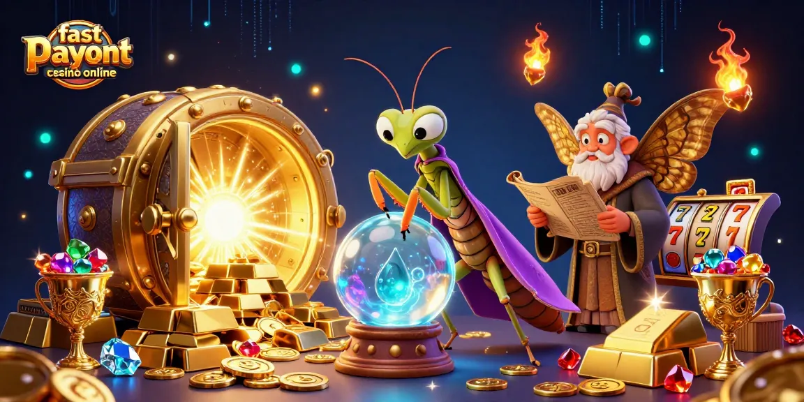 Experience the excitement of fast payout casino online with a vibrant 3D scene of a fortune teller and librarian.