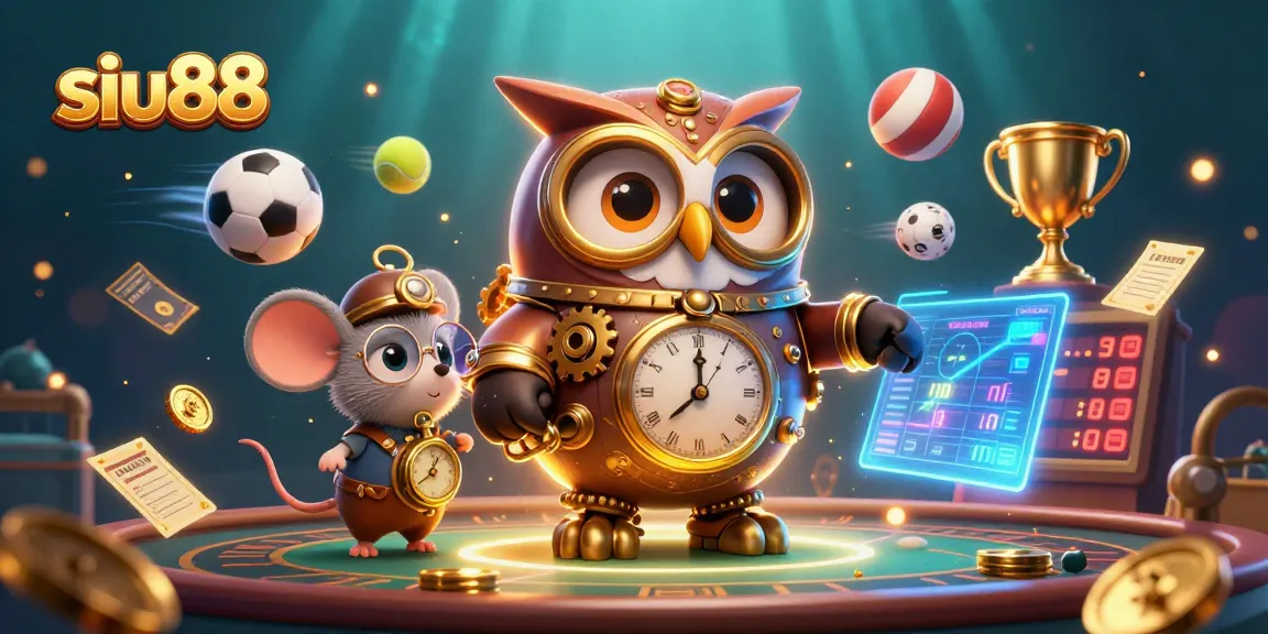 Siu88 illuminates high-stakes betting with adventurous characters in a vibrant, immersive casino scene.